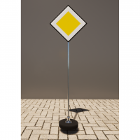 Знак дорожный "Главная дорога" 2.1 типоразмер 40 на стойке с основанием 3кг - fgospostavki.ru - Киров