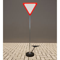 Знак дорожный "Уступите дорогу" 2.4 типоразмер 40 на стойке с основанием 3кг - fgospostavki.ru - Киров