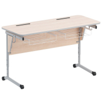 Стол ученический двухместный с наклоном столешницы (0-24°) и корзиной - fgospostavki.ru - Киров