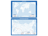 Фрагмент (демонстрационный) маркерный (двухсторонний) "Карта мира и Российской Федерации" (немая) с комплектом тематических магнитов - fgospostavki.ru - Киров