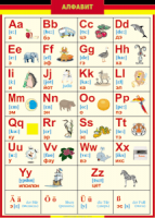 Таблица "Грамматика немецкого языка. Немецкий алфавит в картинках (с транскрипцией)" (100х140 сантиметров, винил) - fgospostavki.ru - Киров