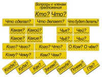 Набор магнитных карточек "Вопросы к членам предложения" (фон жёлтый) - fgospostavki.ru - Киров
