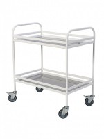 Столик процедурный передвижной металлический с двумя полками из нержавеющей стали с бортиками - fgospostavki.ru - Киров