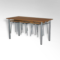 Стол обеденный 6-ти местый на металлокаркасе с навесами под табурет - fgospostavki.ru - Киров