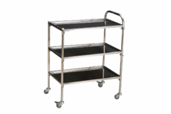 Столик инструментальный передвижной из нержавеющей стали с тремя полками (импортные колеса) - fgospostavki.ru - Киров