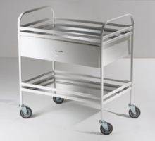 Столик манипуляционный передвижной металлический с бортиками, с двумя полками и выдвижным ящиком - fgospostavki.ru - Киров