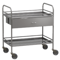 Столик манипуляционный передвижной из нержавеющей стали с бортиками, с двумя полками и выдвижным ящиком - fgospostavki.ru - Киров