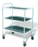 Столик инструментальный передвижной металлический с тремя стеклянными полками (мебельные колеса) - fgospostavki.ru - Киров