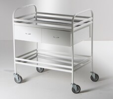 Столик манипуляционный передвижной металлический с бортиками, с двумя полками и двумя выдвижными ящиками - fgospostavki.ru - Киров