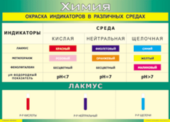 Таблица "Окраска индикаторов в различных средах" (100х140 сантиметров, винил) - fgospostavki.ru - Киров