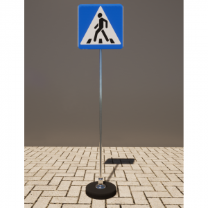 Знак дорожный "Пешеходный переход" 5.19.1 типоразмер 40 на стойке с основанием 3кг - fgospostavki.ru - Киров
