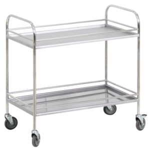 Столик процедурный с двумя полками и бортиками передвижной из нержавеющей стали - fgospostavki.ru - Киров