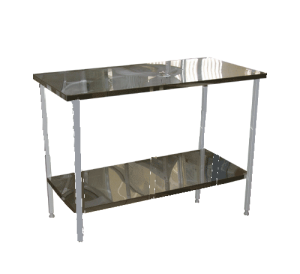 Стол на металлическом каркасе с полкой 600*1200*750(900) - fgospostavki.ru - Киров