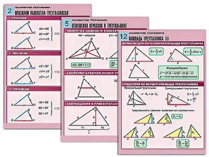Комплект таблиц по геометрии "Планиметрия. Треугольники" (14 таблиц, формат А1, ламинированные) - fgospostavki.ru - Киров