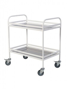 Столик процедурный передвижной металлический с двумя полками из нержавеющей стали с бортиками - fgospostavki.ru - Киров