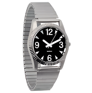 Часы мужские с черным циферблатом на растягивающемся ремешке - fgospostavki.ru - Киров