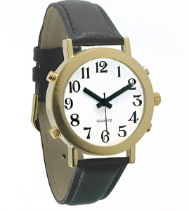 Часы для слабовидящих людей с белым циферблатом на кожаном ремешке - fgospostavki.ru - Киров