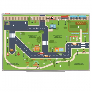 Магнитно-маркерная доска "Безопасный маршрут школьника" (дом-школа-дом) с комплектом тематических магнитов КМ-17 - fgospostavki.ru - Киров