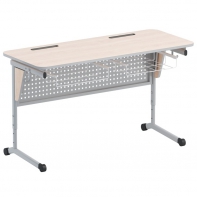Стол ученический двухместный с перфорированной панелью, наклоном столешницы (0-24°) и корзиной - fgospostavki.ru - Киров