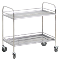 Столик процедурный с двумя полками и бортиками передвижной из нержавеющей стали - fgospostavki.ru - Киров