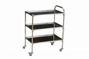 Столик инструментальный передвижной из нержавеющей стали с тремя полками (импортные колеса) - fgospostavki.ru - Киров