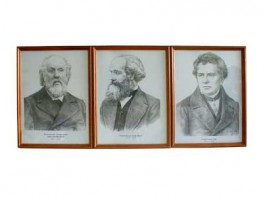 Портреты выдающихся физиков (деревянная рамка, под стеклом) - fgospostavki.ru - Киров