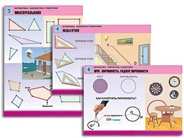 Комплект таблиц "Математика. Знакомство с геометрией" (6 таблиц, формат А1, ламинированные) - fgospostavki.ru - Киров