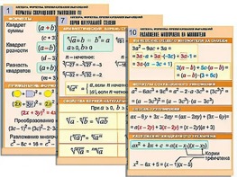 Комплект таблиц по алгебре "Алгебра. Формулы. Преобразования выражений" (10 таблиц, формат А1, ламинированные) - fgospostavki.ru - Киров
