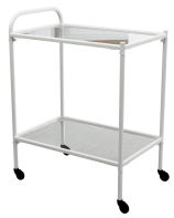 Столик процедурный передвижной металлический с двумя полками из стекла колеса мебельные - fgospostavki.ru - Киров