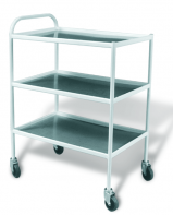Столик инструментальный передвижной металлический с тремя стеклянными полками (импортные колеса) - fgospostavki.ru - Киров