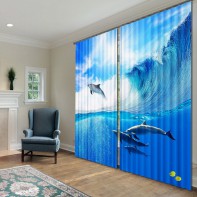 Комплект светонепроницаемых штор "Дельфины" - fgospostavki.ru - Киров