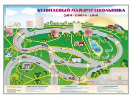 Магнитно-маркерная доска "Безопасный маршрут школьника (дом – школа – дом)" с комплектом тематических магнитов - fgospostavki.ru - Киров
