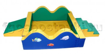 Сухой бассейн "Волна-1" 1,5х1,5м с аппликацией лестницой и скатом - fgospostavki.ru - Киров