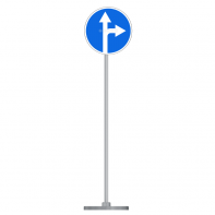 Знак дорожный " Движение прямо или направо" 4.1.4 типоразмер 40 на стойке с основанием 3кг - fgospostavki.ru - Киров